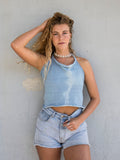 Nalu Halter Crop in Sky Tie-dye