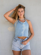 Nalu Halter Crop in Sky Tie-dye