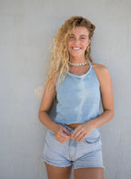 Nalu Halter Crop in Sky Tie-dye