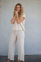 Beach Pant in White Sheer Stripe