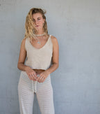 Beach Pant in White Sheer Stripe