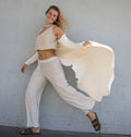 Beach Pant in White Sheer Stripe