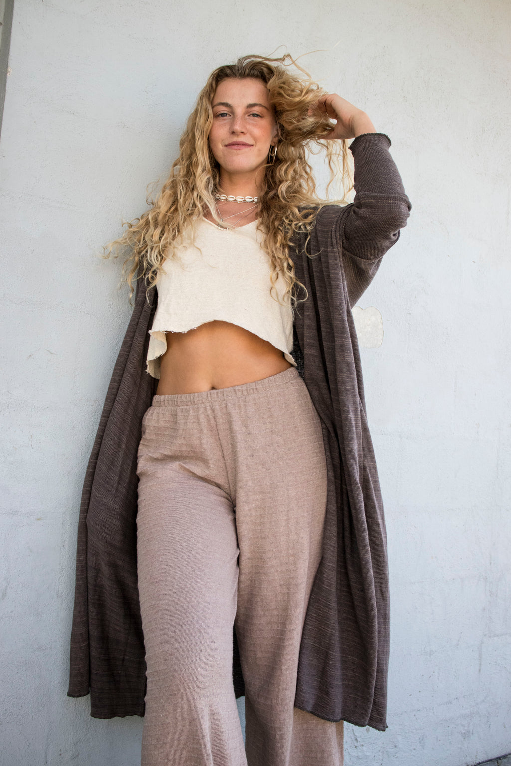 Avoca Long Duster Jacket in Cacao Earth Brown