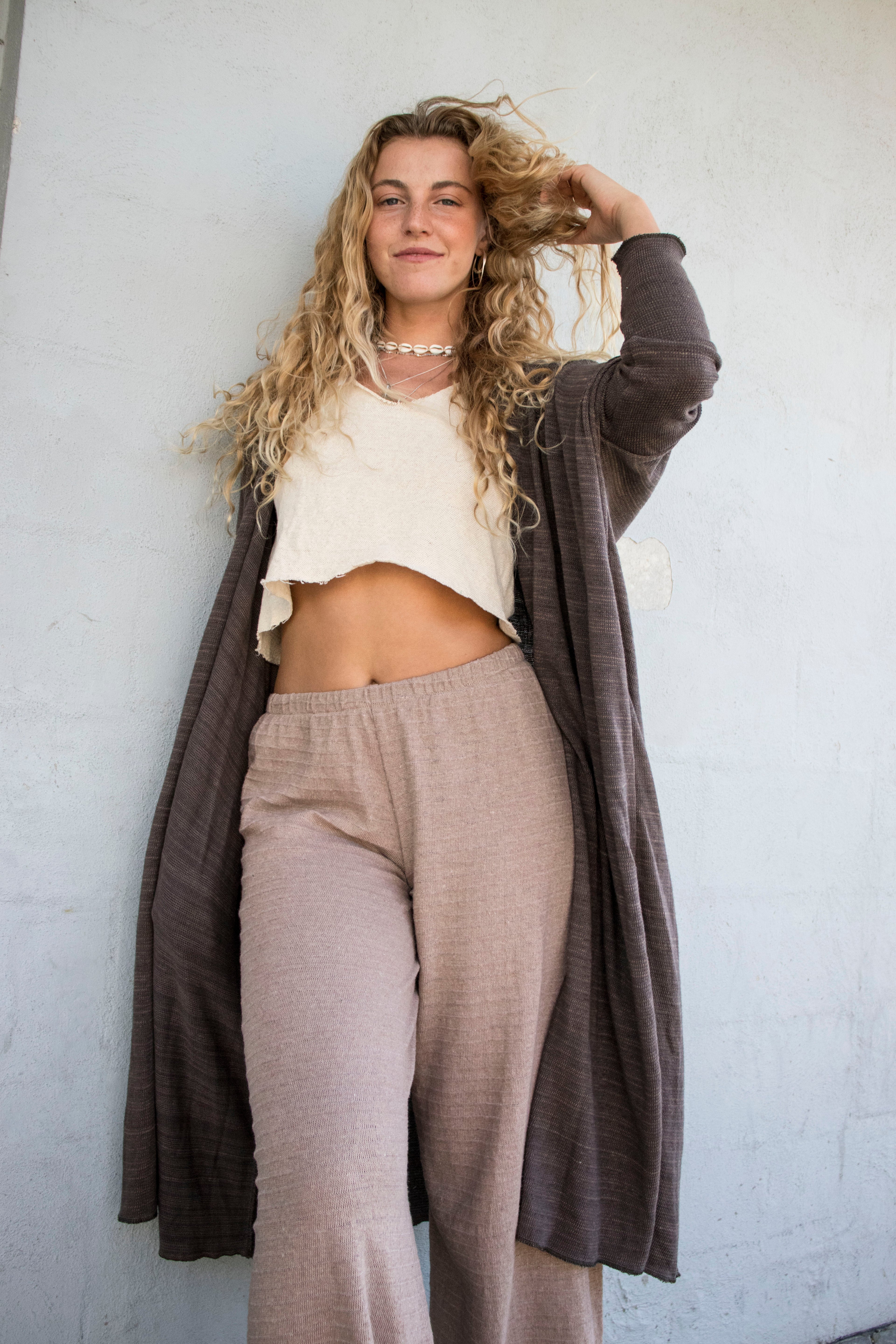 Avoca Long Duster Jacket in Cacao Earth Brown