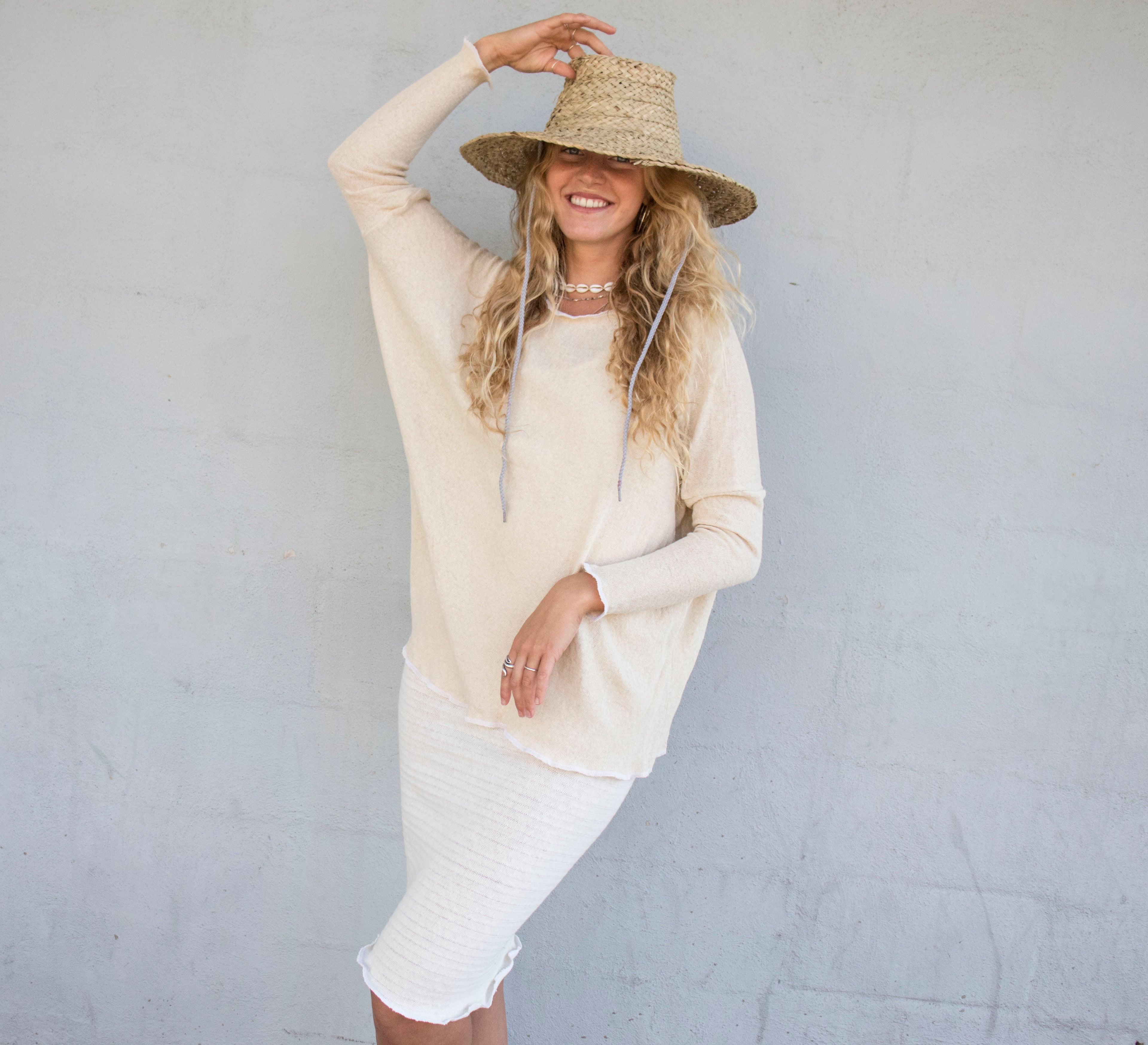 Amara Long Sleeve Open Top in Natural
