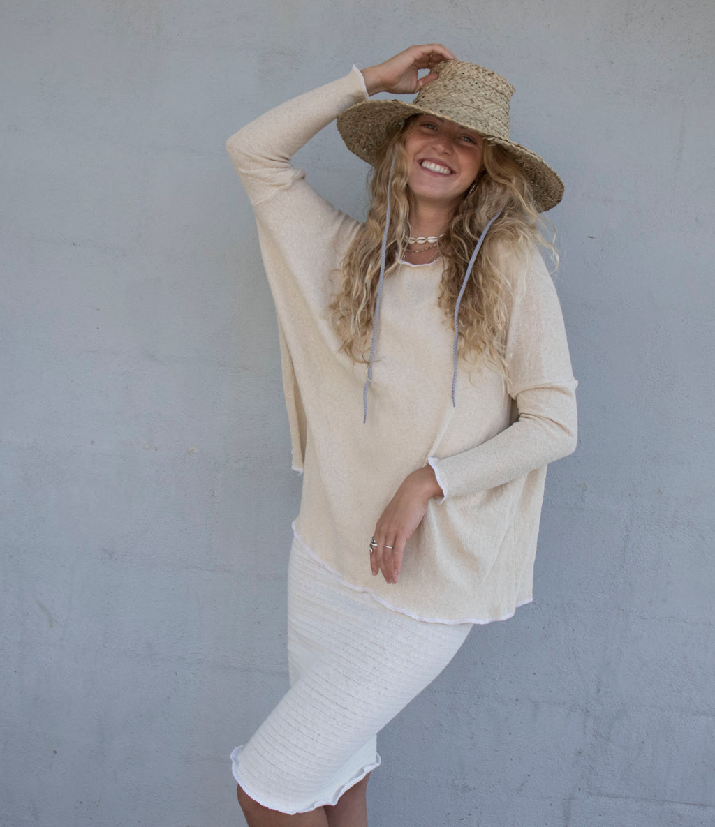 Amara Long Sleeve Open Top in Natural