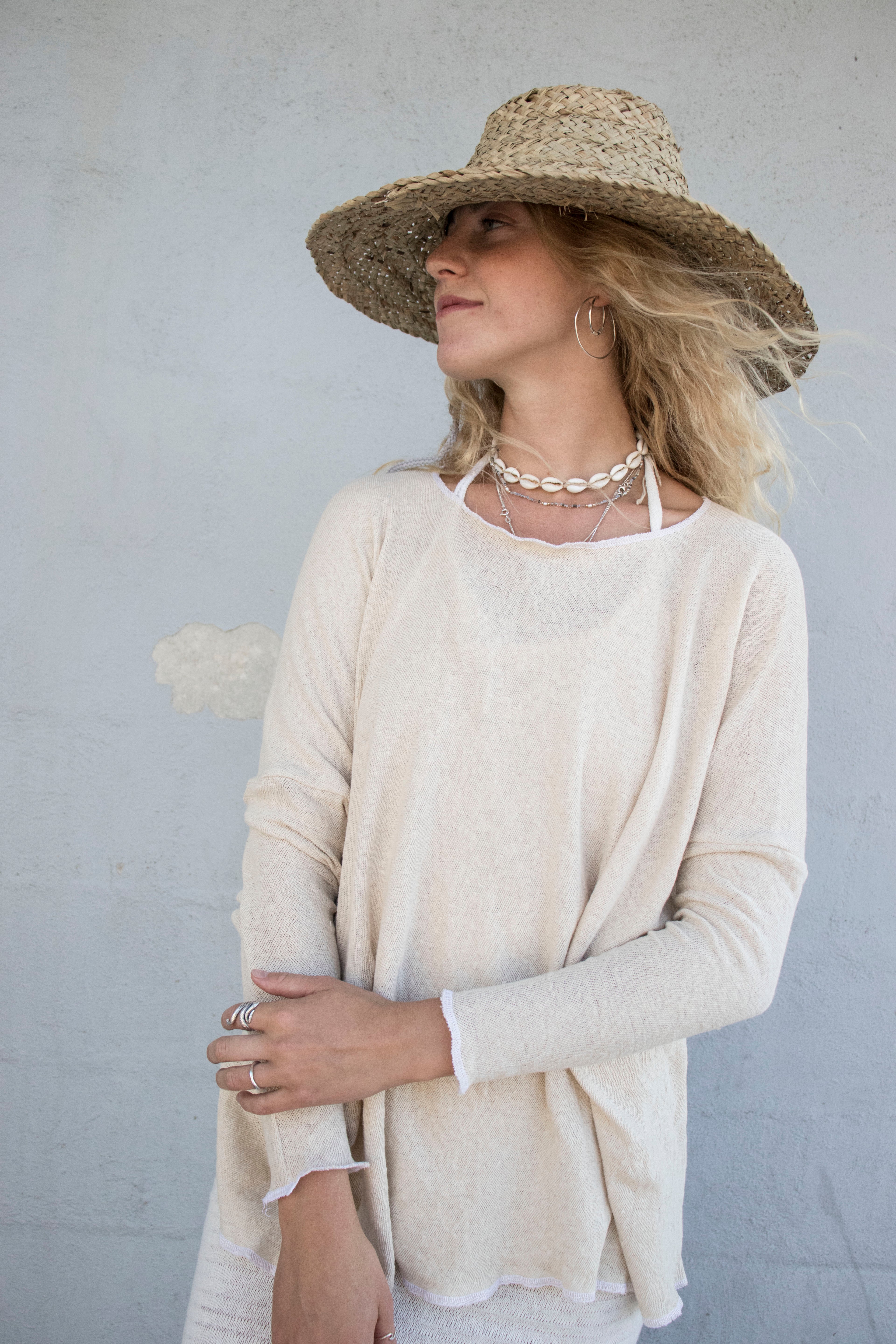 Amara Long Sleeve Open Top in Natural