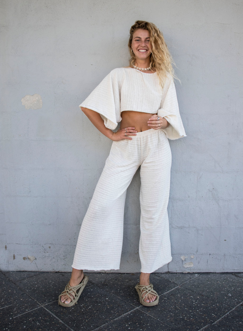 The Shrug in Inka White Mini Crop