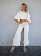 The Shrug in Inka White Mini Crop
