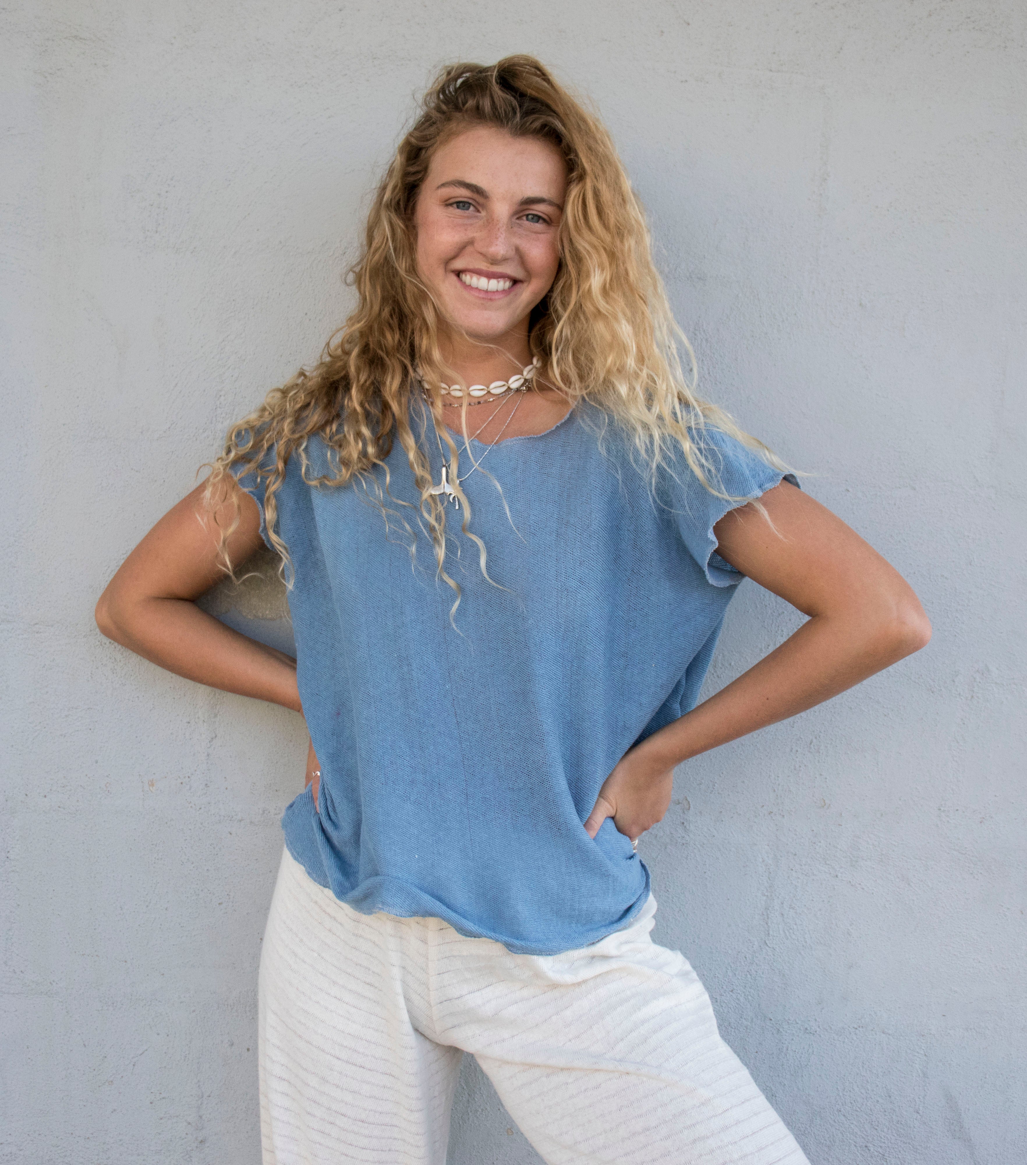 The Sora Top in Sky Blue