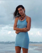 Inka Mini Halter Dress - Ocean Blue