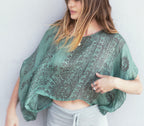 Aura Shoulder Shrug in Indian Om Dark Green