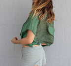 Aura Shoulder Shrug in Indian Om Dark Green