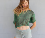 Aura Shoulder Shrug in Indian Om Dark Green