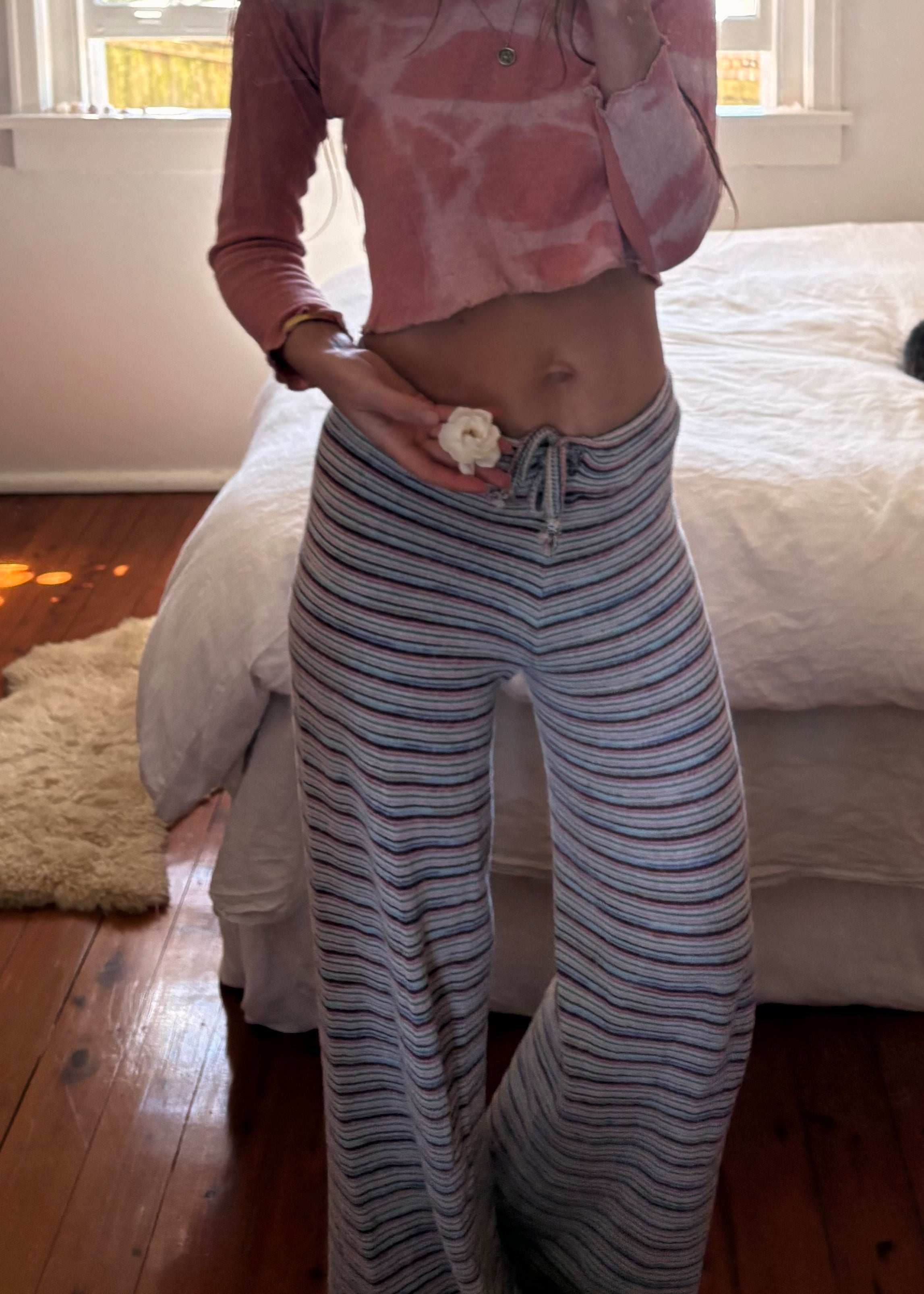 Beach Pant in Multi Colour + White Stripe