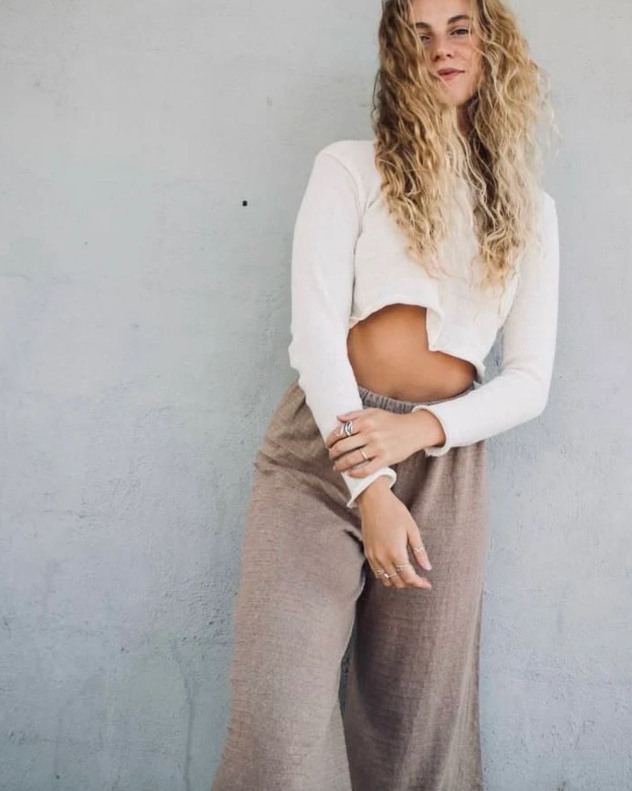 Nami Mid Crop Top in White