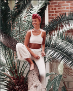 Inka Crop Singlet in White