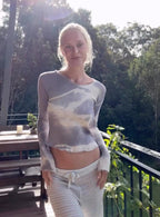 Rumi Top in Lilac Grey Tie-dye